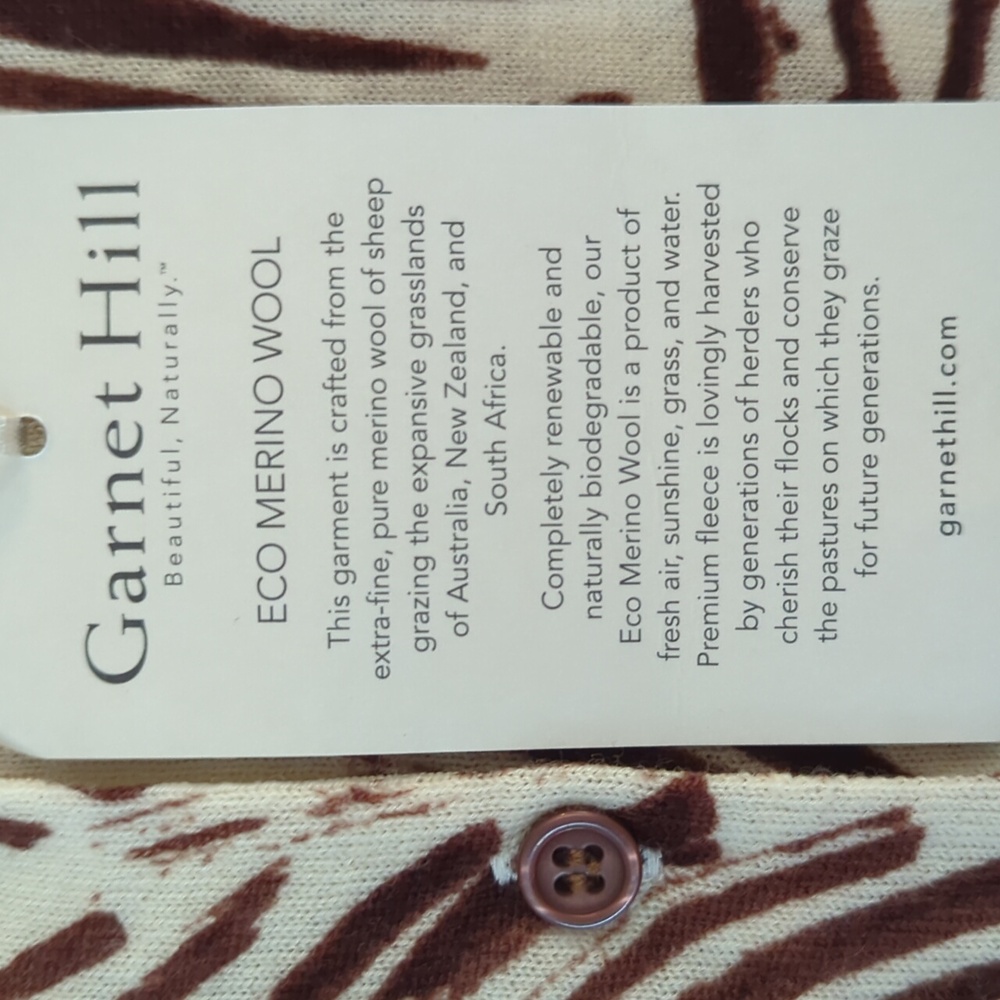 Garnet Hill ECO Merino Wool Tropical Button Up Cardigan NWT - Picture 7 of 7